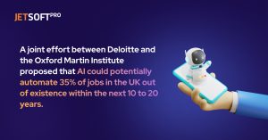 A joint effort between Deloitte and the Oxford Martin Institute proposed that AI could potentially automate 35% of jobs in the UK out of existence within the next 10 to 20 years.